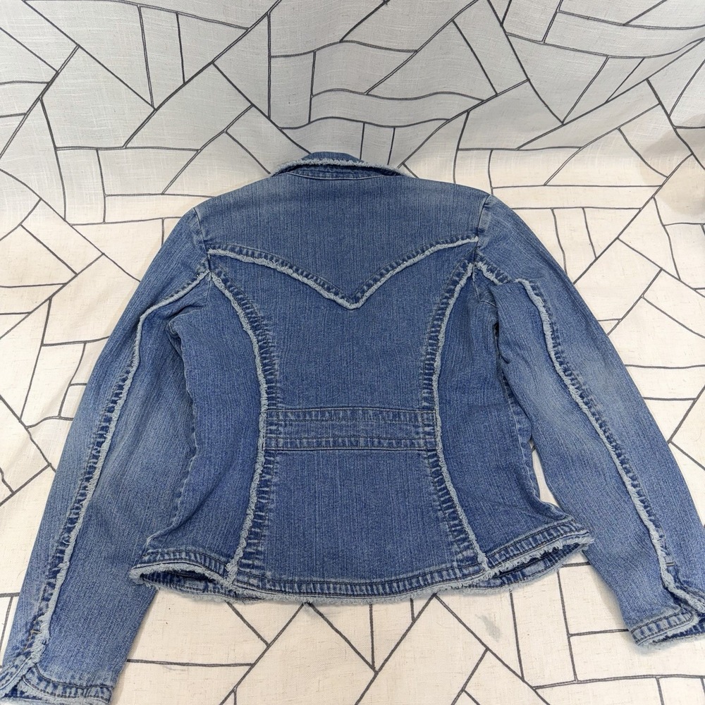 Vintage Kikit Jeans Denim Jacket with Embroidered Rose's Women's Size‎ Small - Picture 9 of 9